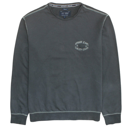 Armani Jeans Men's Grey XL Regular Fit Long Sleeve Cotton Top