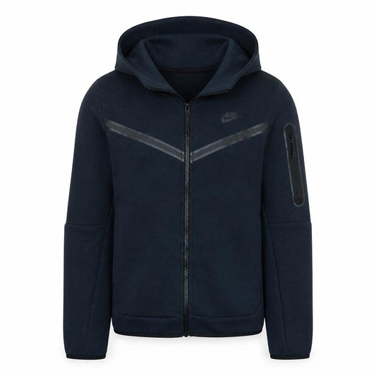 Front view of Nike Men's Black Full Zip Hoodie, size S, Fleece Sportswear