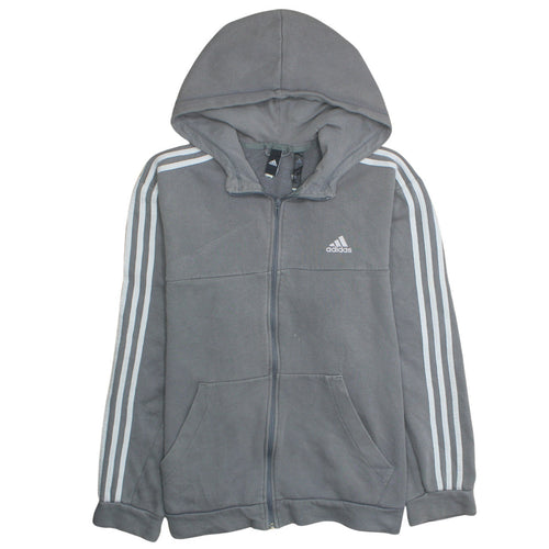 Adidas Mens Grey Full Zip Fleece Hoodie Size L