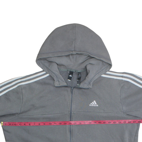 Adidas Mens Grey Full Zip Fleece Hoodie Size L