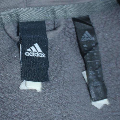 Adidas Mens Grey Full Zip Fleece Hoodie Size L