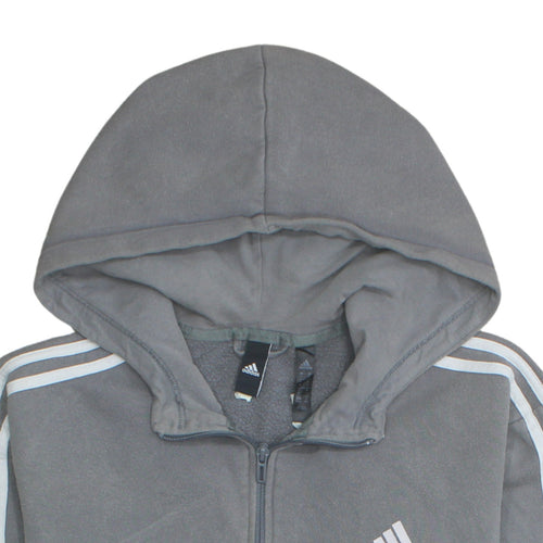 Adidas Mens Grey Full Zip Fleece Hoodie Size L