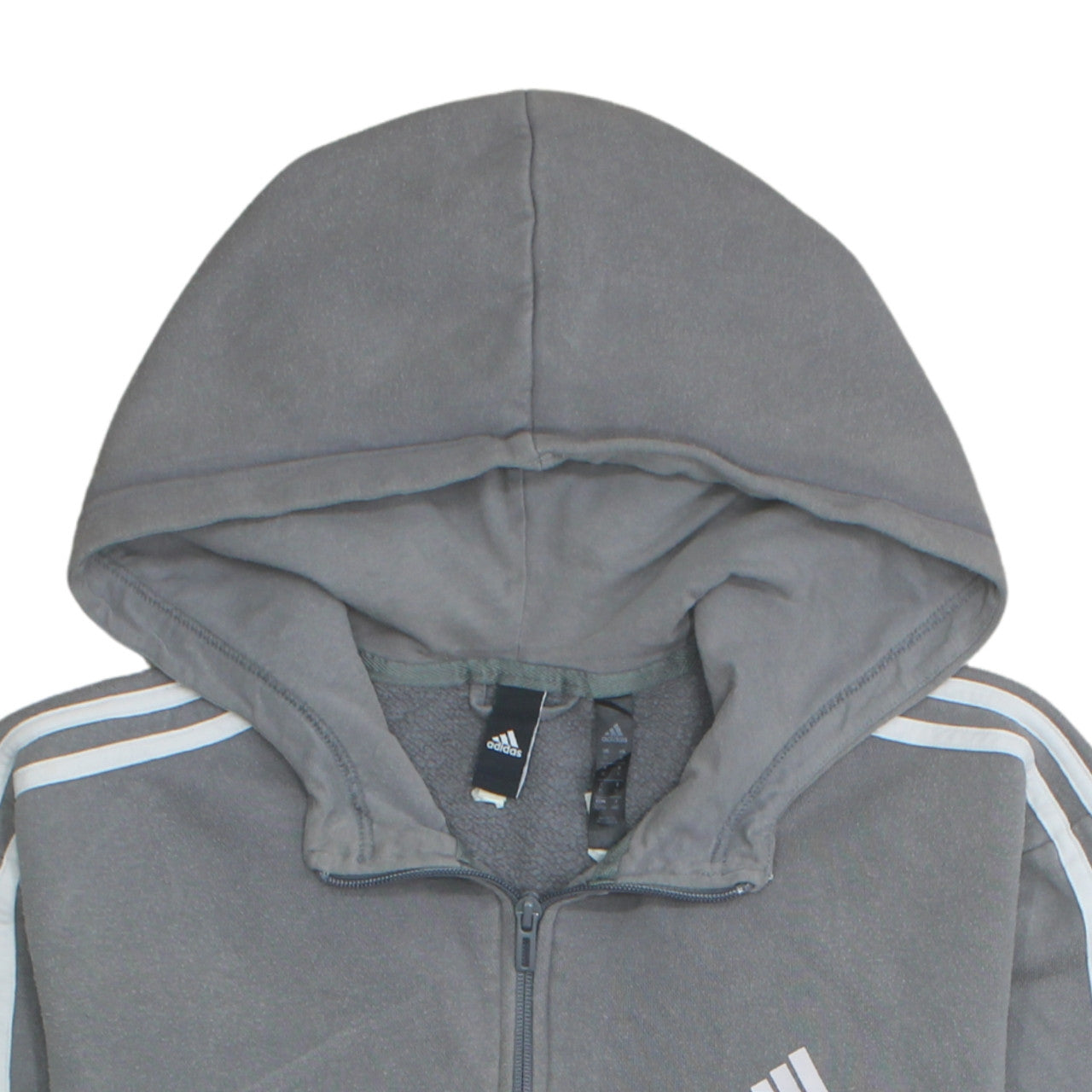 Adidas Mens Grey Full Zip Fleece Hoodie Size L