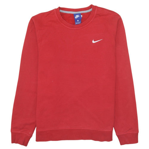 Nike Mens Red Crew Neck Long Sleeve Cotton Pullover Sweatshirt Size L