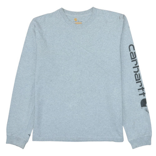 Carhartt Men Grey L Pullover Graphic Logo Long Sleeve Sweatshirt