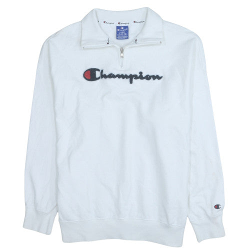 Champion Men’s White 1/4 Zip Embroidered Logo Sweatshirt Size L