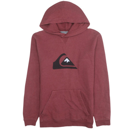 Quiksilver Womens Red Pullover Hoodie Size L Cotton Logo Casual