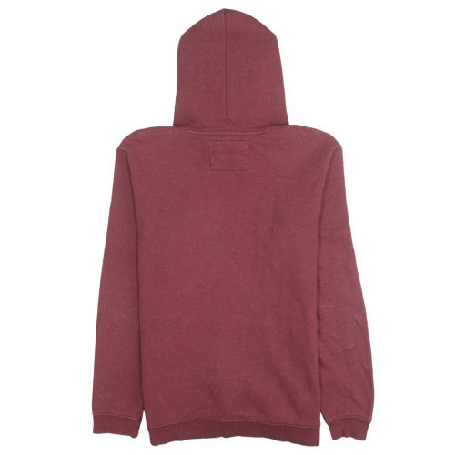 Quiksilver Womens Red Pullover Hoodie Size L Cotton Logo Casual