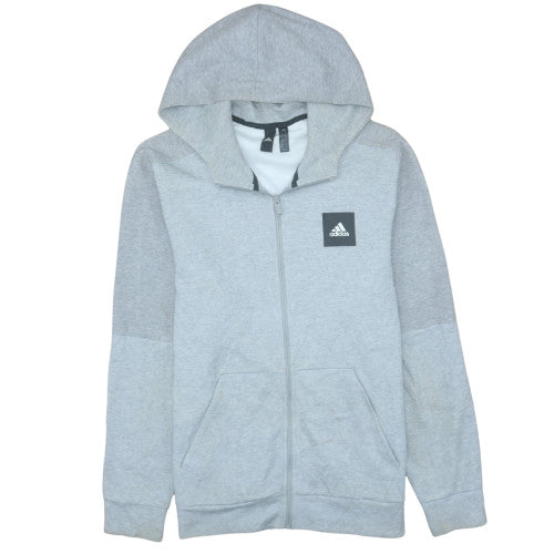 Adidas Men’s Grey Full Zip Hoodie Size L Regular Fit Sportswear