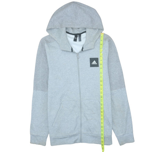 Adidas Men’s Grey Full Zip Hoodie Size L Regular Fit Sportswear