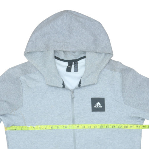 Adidas Men’s Grey Full Zip Hoodie Size L Regular Fit Sportswear