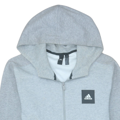 Adidas Men’s Grey Full Zip Hoodie Size L Regular Fit Sportswear