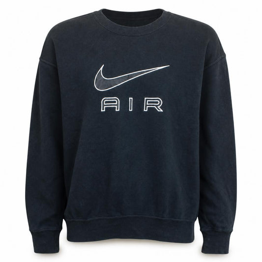 Front view of Nike Men's Black Air Crew Neck Pullover Sweatshirt, size S