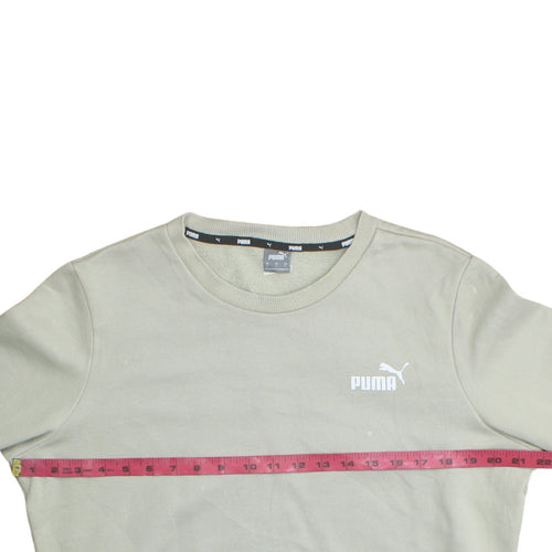 Puma Womens Beige Crew Neck Sweatshirt L Cotton Blend Casual