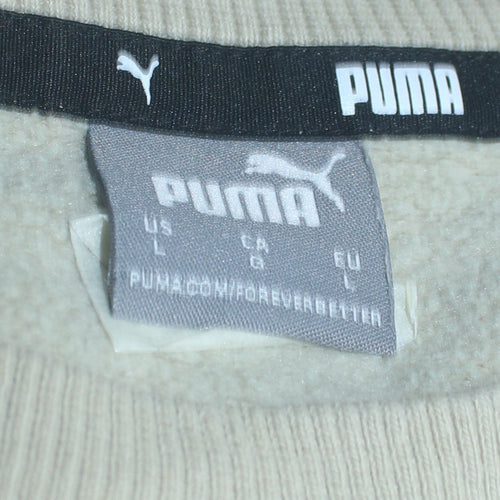 Puma Womens Beige Crew Neck Sweatshirt L Cotton Blend Casual