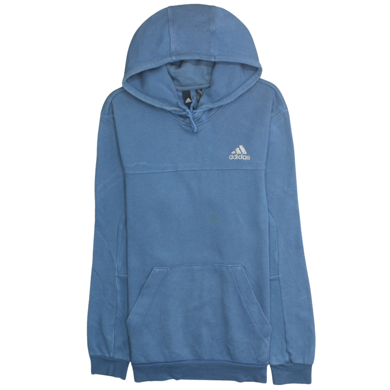 Adidas Men's Blue Pullover Hoodie Size L Regular Fit Logo Fleece