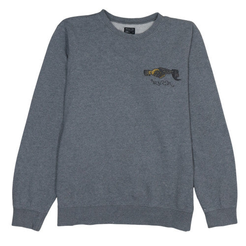 RVCA Men's Grey Crew Neck Graphic Print Sweatshirt L