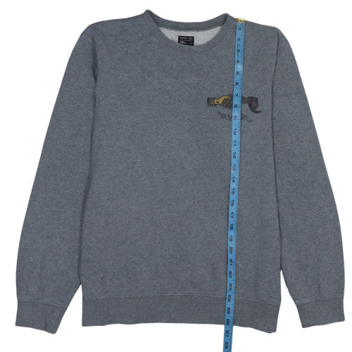 RVCA Men's Grey Crew Neck Graphic Print Sweatshirt L