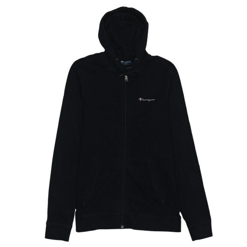 Champion Men's Black Full Zip Hoodie L Cotton Blend