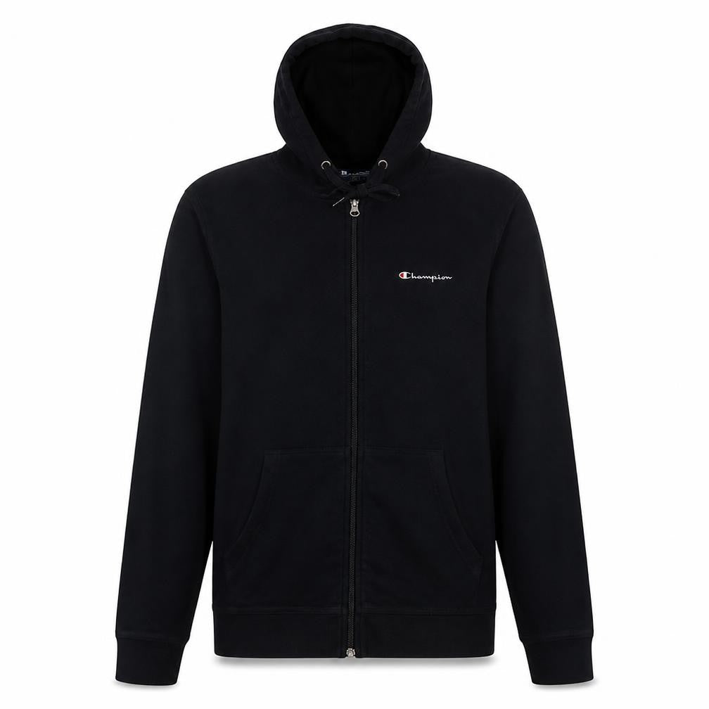 Champion Men's Black Full Zip Hoodie L Cotton Blend
