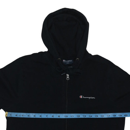 Champion Men's Black Full Zip Hoodie L Cotton Blend
