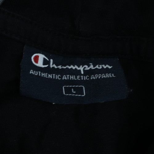 Champion Men's Black Full Zip Hoodie L Cotton Blend