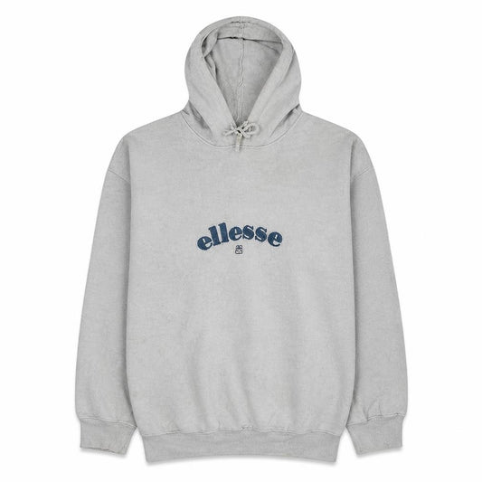 Front view of Ellesse Men's White Pullover Hoodie L Classic Logo Fleece Sweatshirt