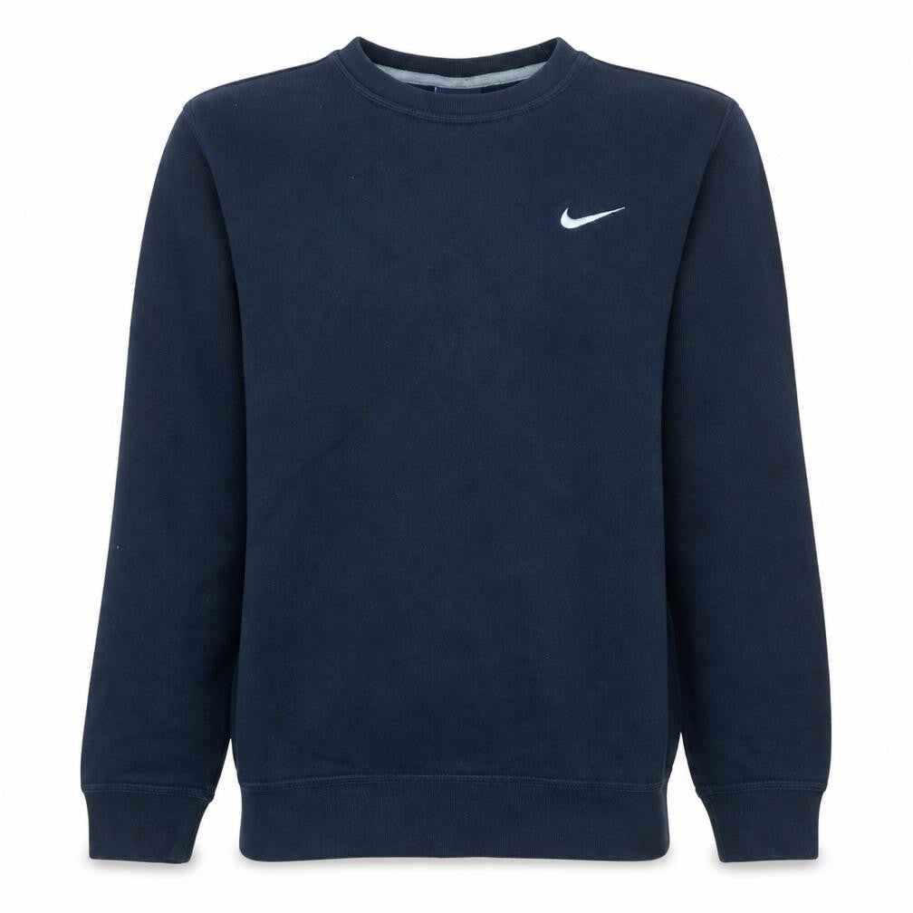 Front view of Nike Men Blue Crew Neck Pullover Sweatshirt, size M