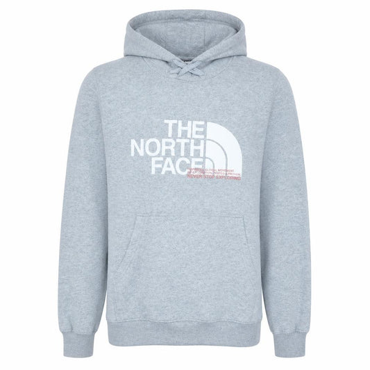 Front view of The North Face Men's Grey Pullover Hoodie Small Cotton Blend