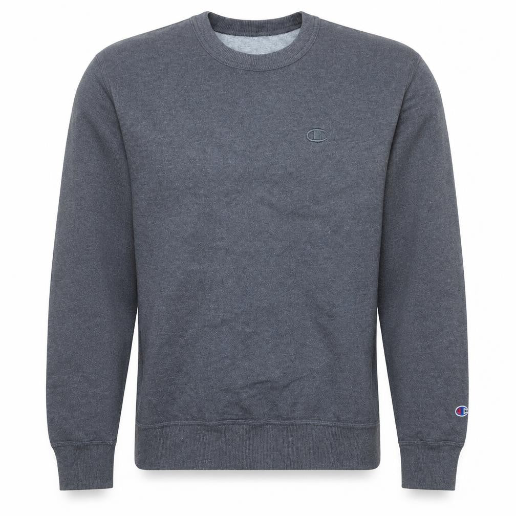 Front view of Champion Men's Grey Small Crew Neck Pullover Sweatshirt