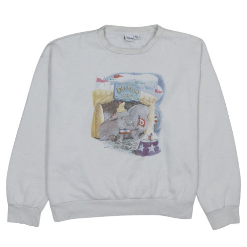 Disney Dumbo White Sweatshirt Womens M Crew Neck Pullover