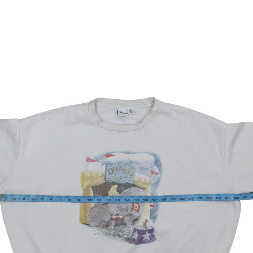 Disney Dumbo White Sweatshirt Womens M Crew Neck Pullover