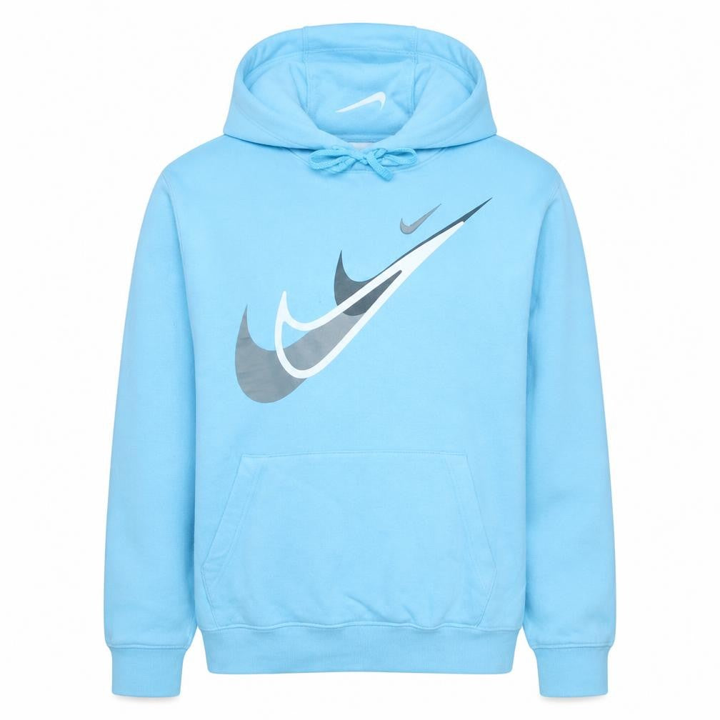 Front view of Nike Men's Blue Pullover Hoodie M Logo Graphic Sportswear