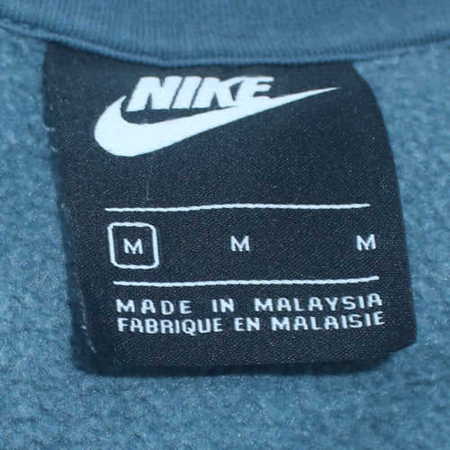 Nike Men's Blue & White Medium Track Jacket - Zip Front Cotton Blend