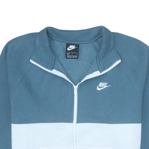 Nike Men's Blue & White Medium Track Jacket - Zip Front Cotton Blend