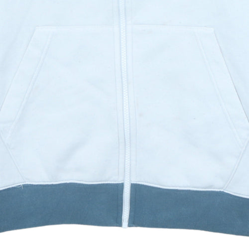 Nike Men's Blue & White Medium Track Jacket - Zip Front Cotton Blend