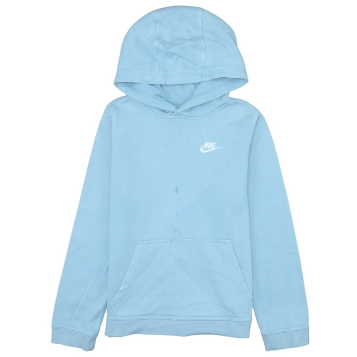 Nike Boys Blue Pullover Hoodie Size 11-12 Years Fleece Logo Sweatshirt