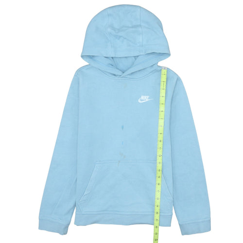 Nike Boys Blue Pullover Hoodie Size 11-12 Years Fleece Logo Sweatshirt