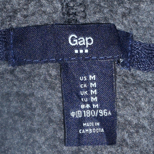 GAP Men’s Black Full Zip Hoodie M Logo Fleece Sweatshirt