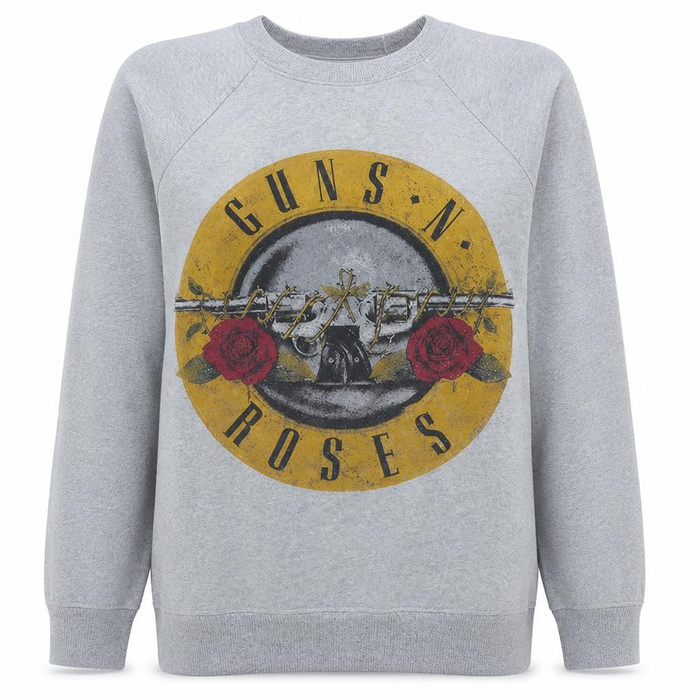 Front view of Atmosphere Guns N' Roses Grey Graphic Pullover Sweatshirt UK 14
