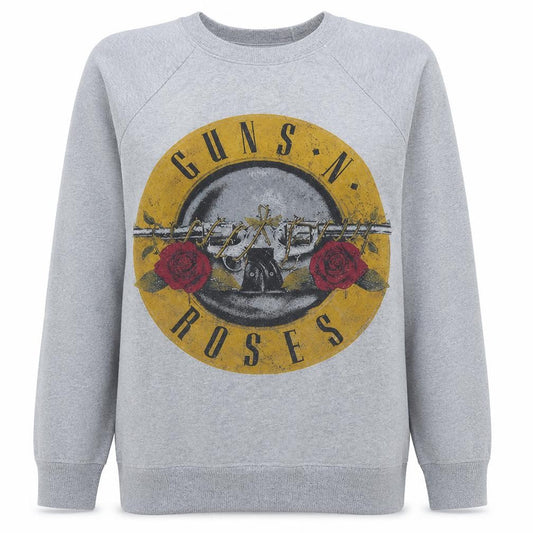 Front view of Atmosphere Guns N' Roses Grey Graphic Pullover Sweatshirt UK 14