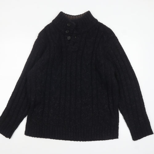 Marks and Spencer North Coast Men's Black Cable Henley Jumper L