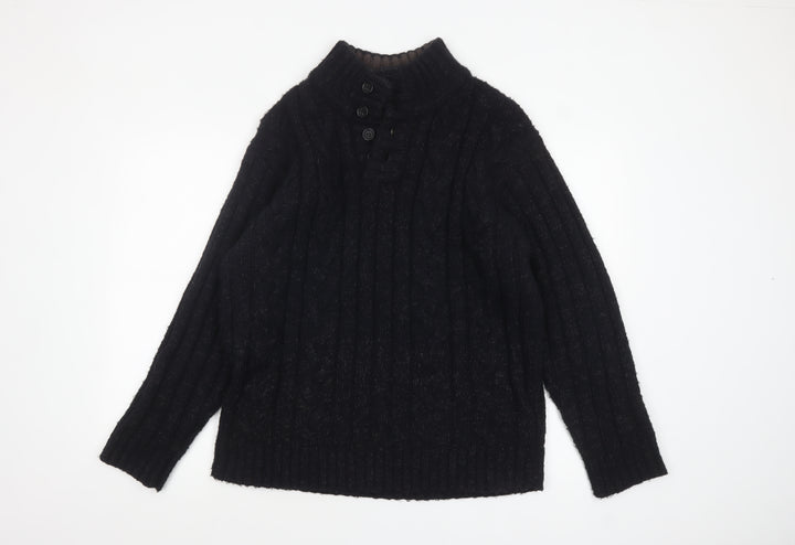 Marks and Spencer North Coast Men's Black Cable Henley Jumper L