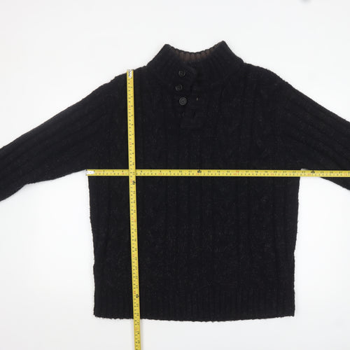 Marks and Spencer North Coast Men's Black Cable Henley Jumper L