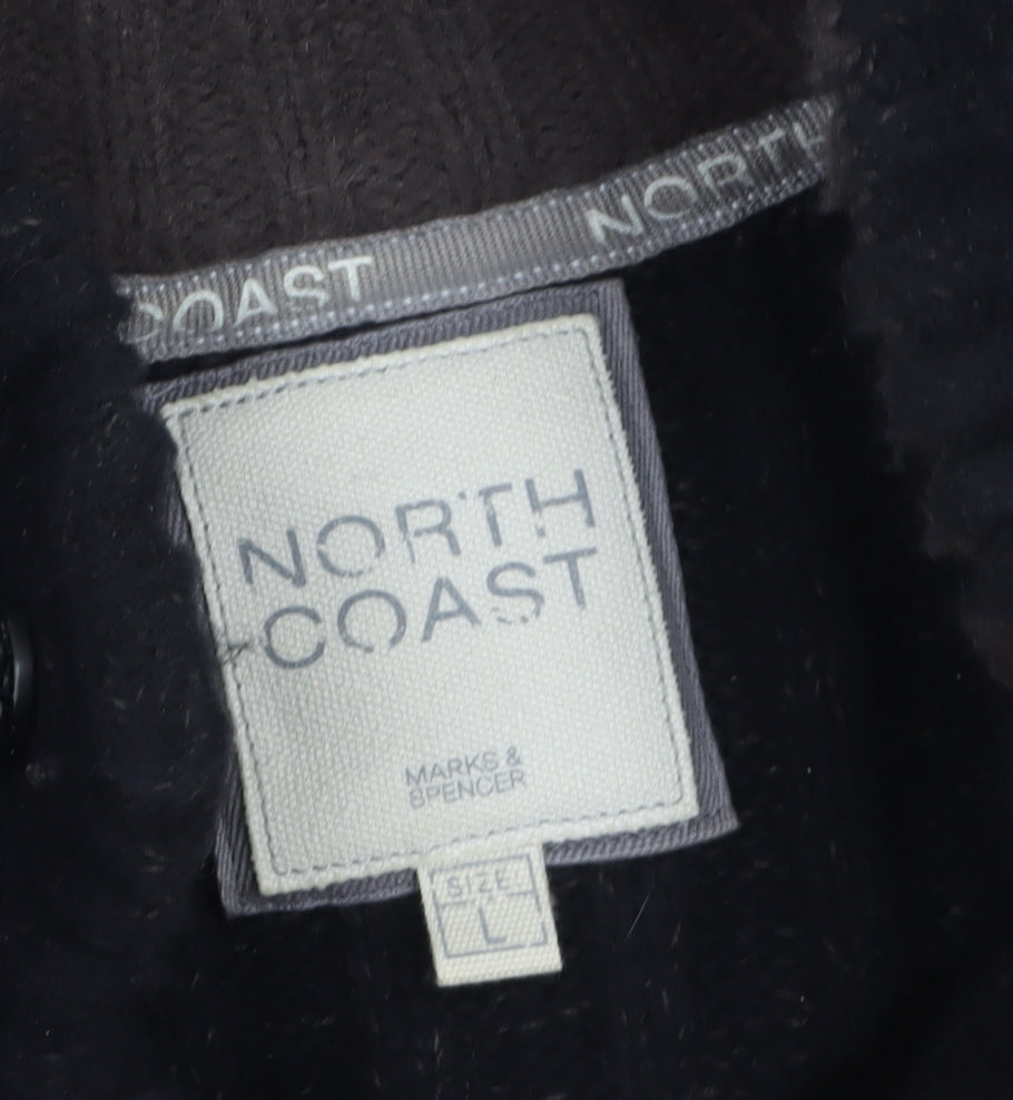 Marks and Spencer North Coast Men's Black Cable Henley Jumper L