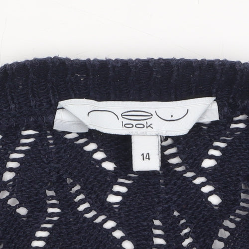 New Look Women's Navy Blue Open-Knit Shrug Size 14