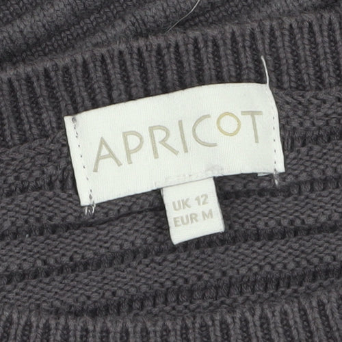 Apricot Women's Grey Cotton Crew Neck Jumper Size 12