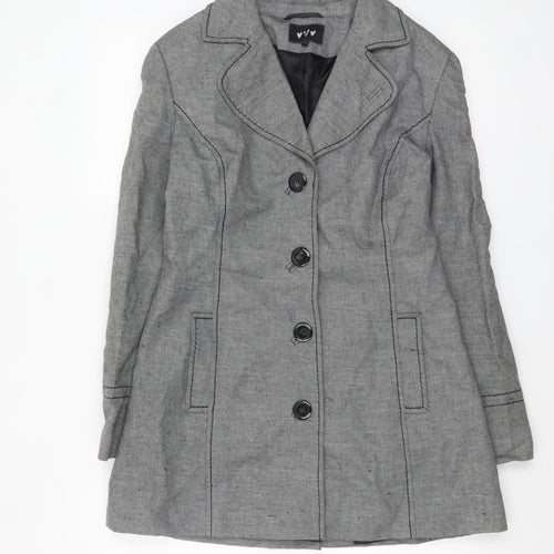 Marks and Spencer Womens Grey Linen Blend Mid-Length Coat Size 12