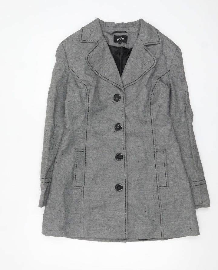 Marks and Spencer Womens Grey Linen Blend Mid-Length Coat Size 12