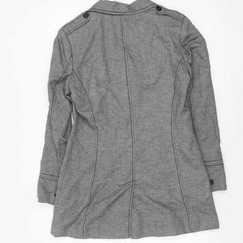 Marks and Spencer Womens Grey Linen Blend Mid-Length Coat Size 12